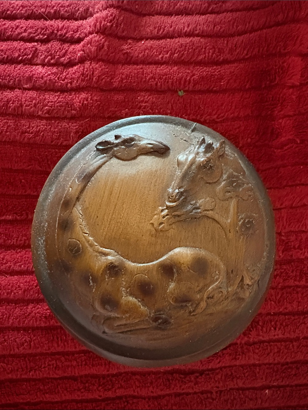 Vintage Carved Wooden Giraffe Trinket Bowl - Animal Kingdom